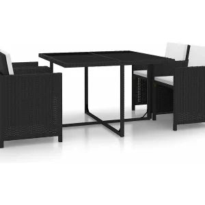 5-delige Tuinset met kussens poly rattan zwart 5-delige Tuinset met kussens poly rattan zwart