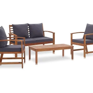 4-delige Loungeset met kussens massief acaciahout 4-delige Loungeset met kussens massief acaciahout