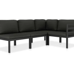 4-delige Loungeset met kussens aluminium antraciet 4-delige Loungeset met kussens aluminium antraciet