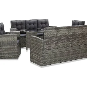 5-delige Tuinset met kussens poly rattan grijs 5-delige Tuinset met kussens poly rattan grijs