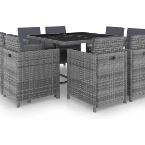 9-delige Tuinset met kussens poly rattan antraciet 9-delige Tuinset met kussens poly rattan antraciet