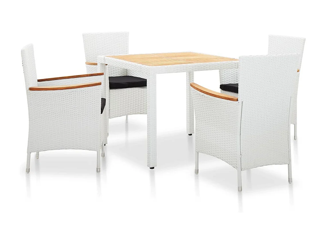 5-delige Tuinset poly rattan wit