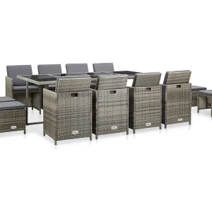 13-delige Tuinset met kussens poly rattan grijs 13-delige Tuinset met kussens poly rattan grijs