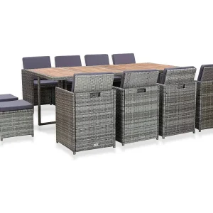 13-delige Tuinset poly rattan en acaciahout antraciet 13-delige Tuinset poly rattan en acaciahout antraciet