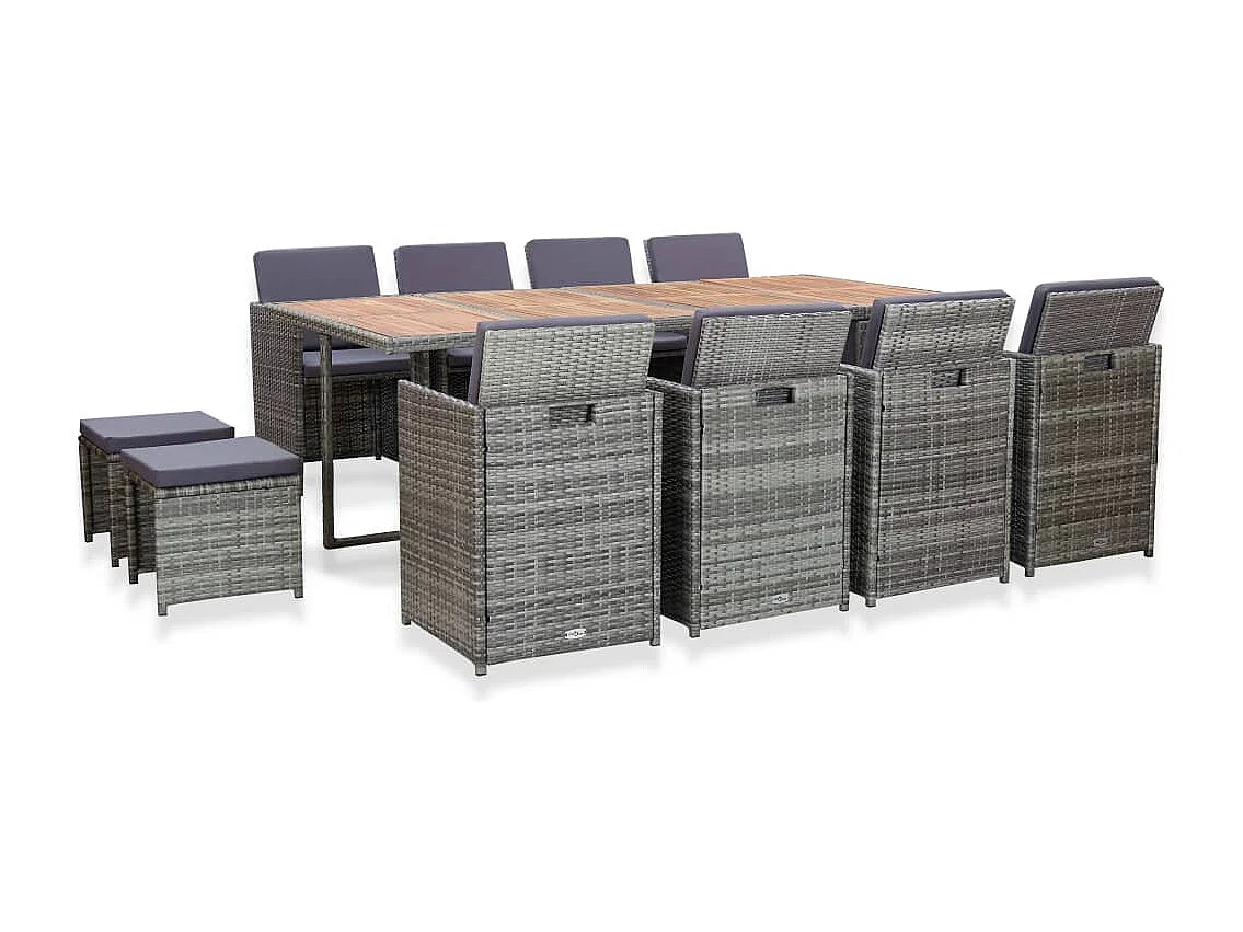 13-delige Tuinset poly rattan en acaciahout antraciet