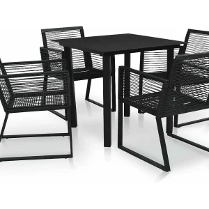 5-delige Tuinset PVC-rattan zwart 5-delige Tuinset PVC-rattan zwart
