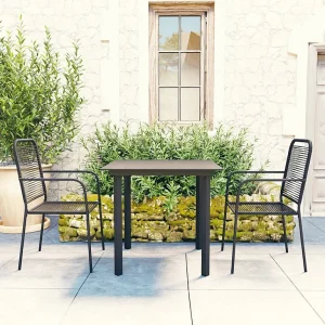 3-delige Tuinset glas en staal zwart 3-delige Tuinset glas en staal zwart