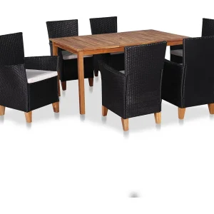 7-delige Tuinset poly rattan zwart en bruin 7-delige Tuinset poly rattan zwart en bruin