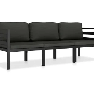 3-delige Loungeset met kussens aluminium antraciet 3-delige Loungeset met kussens aluminium antraciet