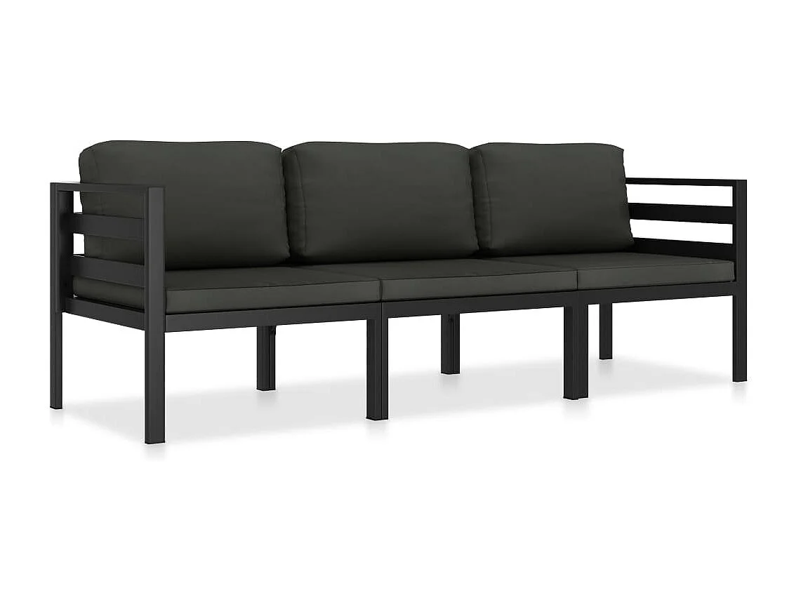 3-delige Loungeset met kussens aluminium antraciet