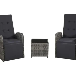 3-delige Bistroset met kussens poly rattan grijs 3-delige Bistroset met kussens poly rattan grijs