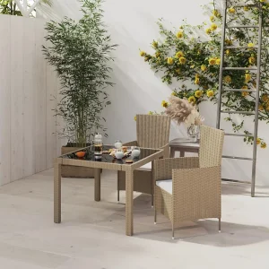 3-delige Tuinset met kussens poly rattan beige 3-delige Tuinset met kussens poly rattan beige