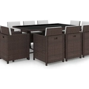 11-delige Tuinset met kussens poly rattan bruin 11-delige Tuinset met kussens poly rattan bruin