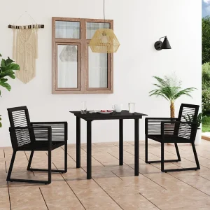 3-delige Tuinset PVC-rattan zwart 3-delige Tuinset PVC-rattan zwart