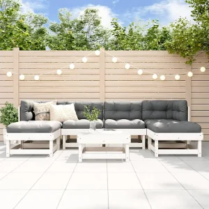 7-delige Loungeset massief grenenhout wit 7-delige Loungeset massief grenenhout wit