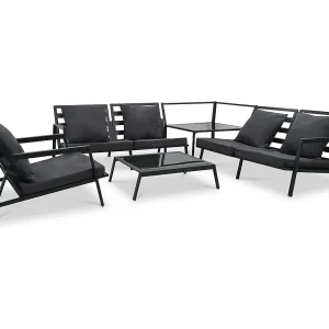 5-delige Loungeset met kussens aluminium donkergrijs 5-delige Loungeset met kussens aluminium donkergrijs