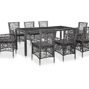 9-delige Tuinset poly rattan grijs