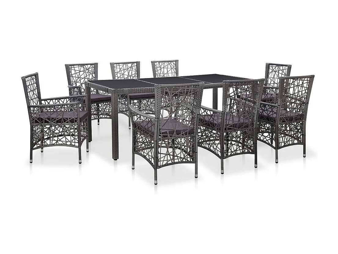 9-delige Tuinset poly rattan grijs