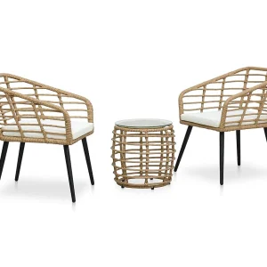 3-delige Bistroset poly rattan eikenkleurig