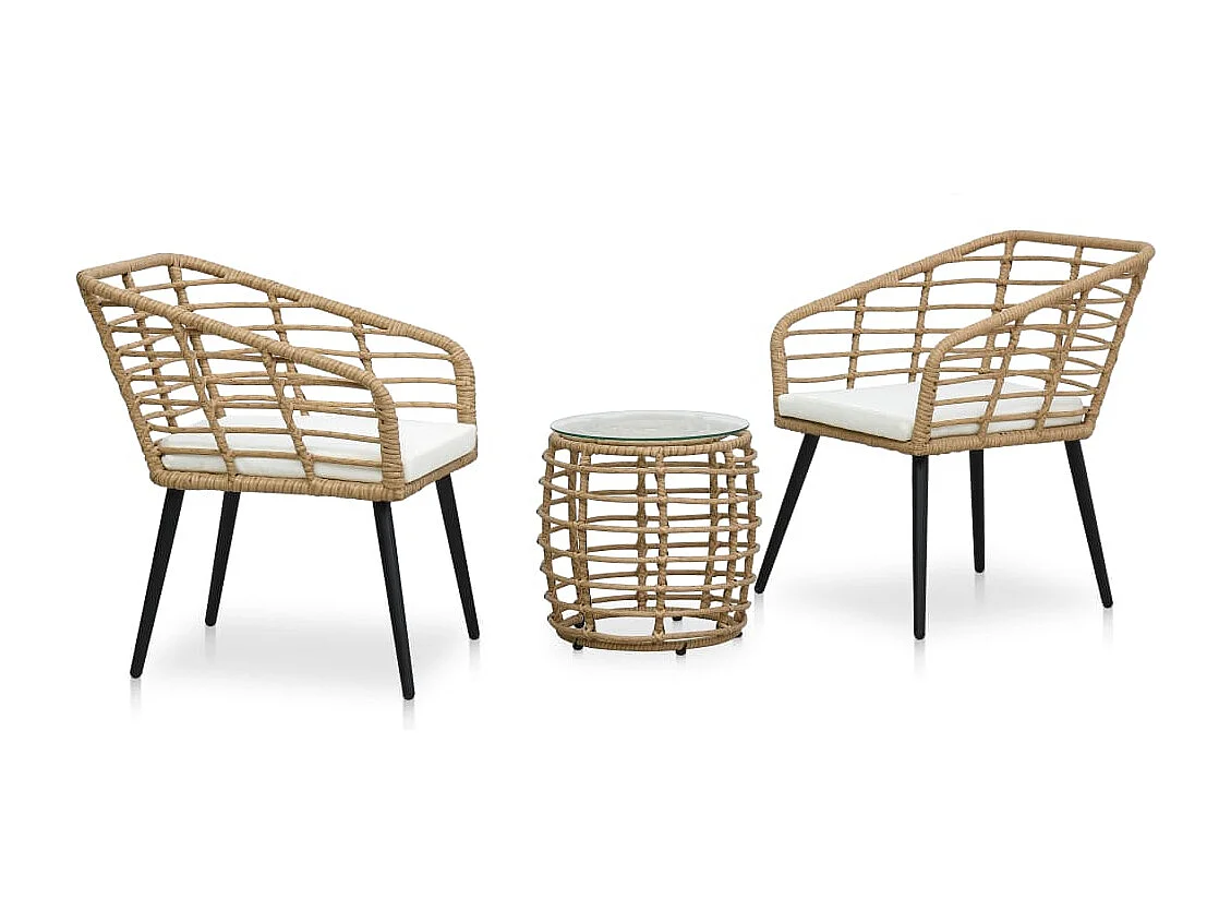 3-delige Bistroset poly rattan eikenkleurig