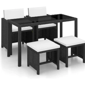 5-delige Tuinset met kussens poly rattan zwart 5-delige Tuinset met kussens poly rattan zwart