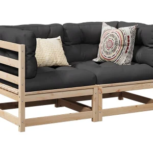 2-delige Loungeset met kussens massief grenenhout 2-delige Loungeset met kussens massief grenenhout