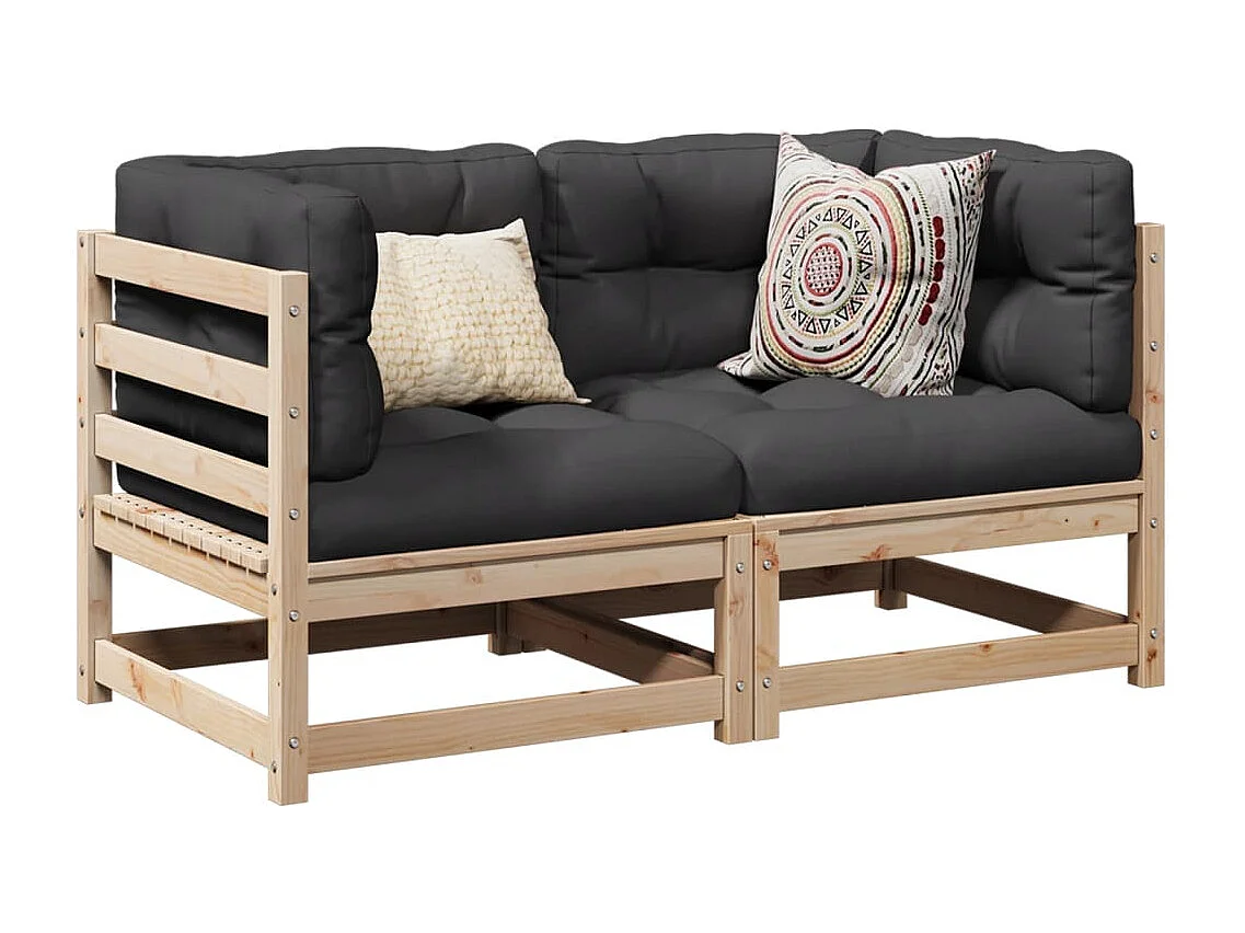 2-delige Loungeset met kussens massief grenenhout