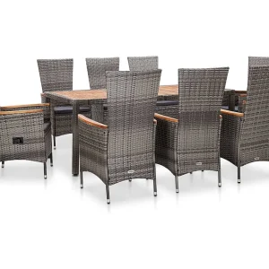 9-delige Tuinset met kussens poly rattan grijs 9-delige Tuinset met kussens poly rattan grijs