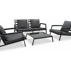 4-delige Loungeset met kussens aluminium donkergrijs 4-delige Loungeset met kussens aluminium donkergrijs