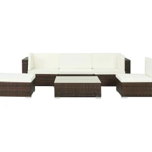 6-delige Loungeset met kussens poly rattan bruin 6-delige Loungeset met kussens poly rattan bruin