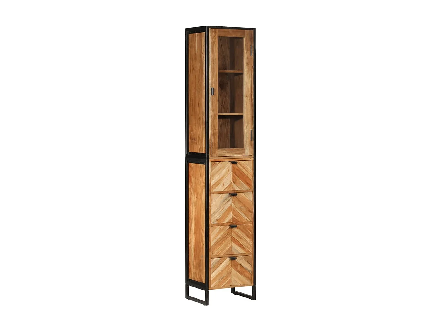 Badkamerkast 40x27x190 cm ijzer en massief acaciahout