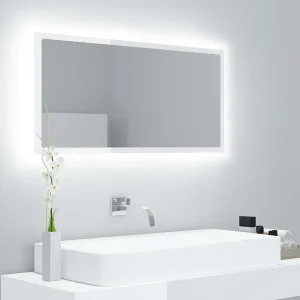 Badkamerspiegel LED 90×8,5×37 cm acryl hoogglans wit Badkamerspiegel LED 90×8,5×37 cm acryl hoogglans wit