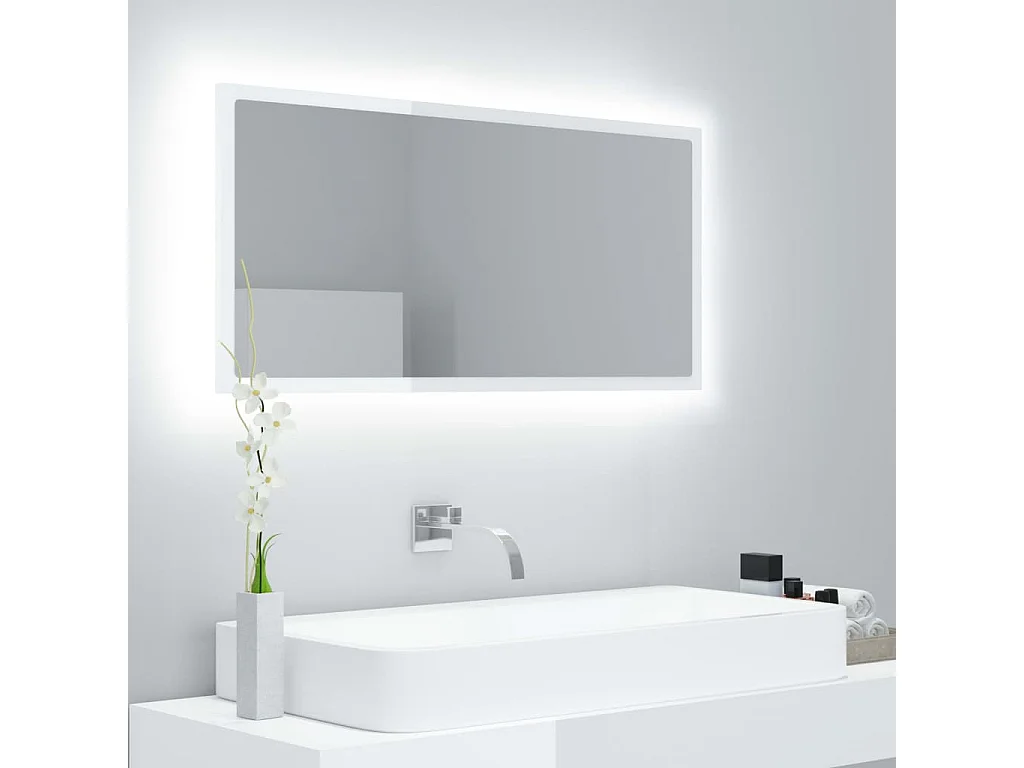 Badkamerspiegel LED 90x8,5x37 cm acryl hoogglans wit