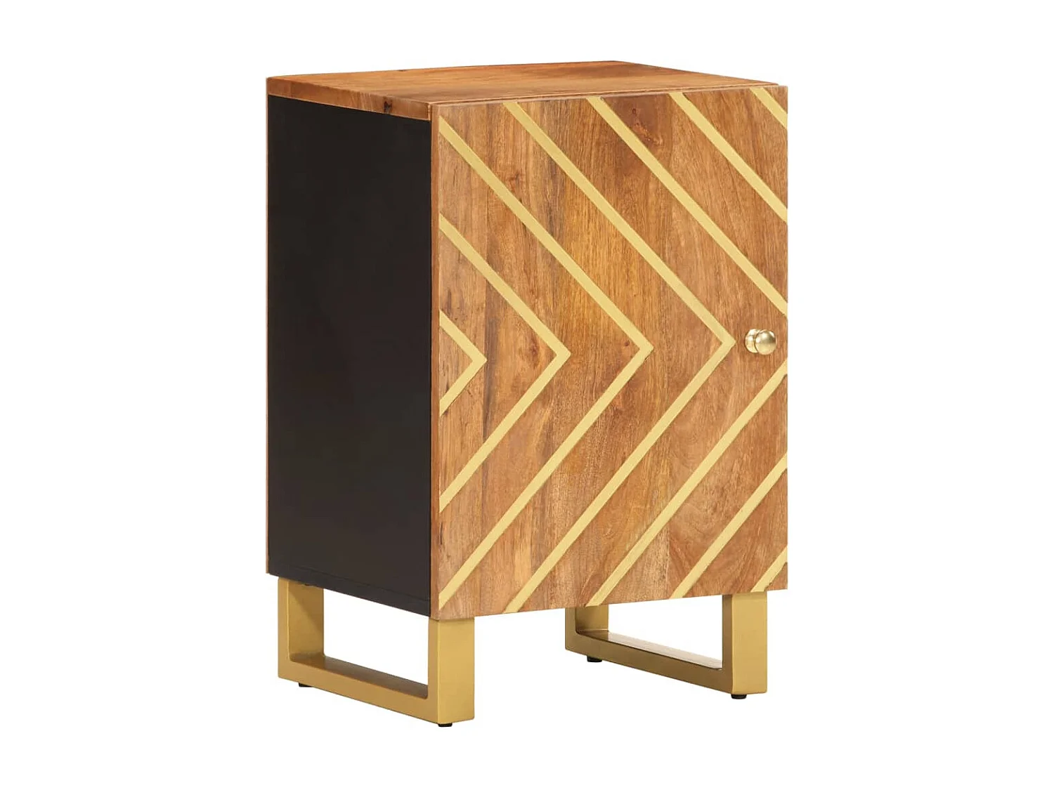 Badkamerkast 38x33,5x58 cm massief mangohout bruin en zwart
