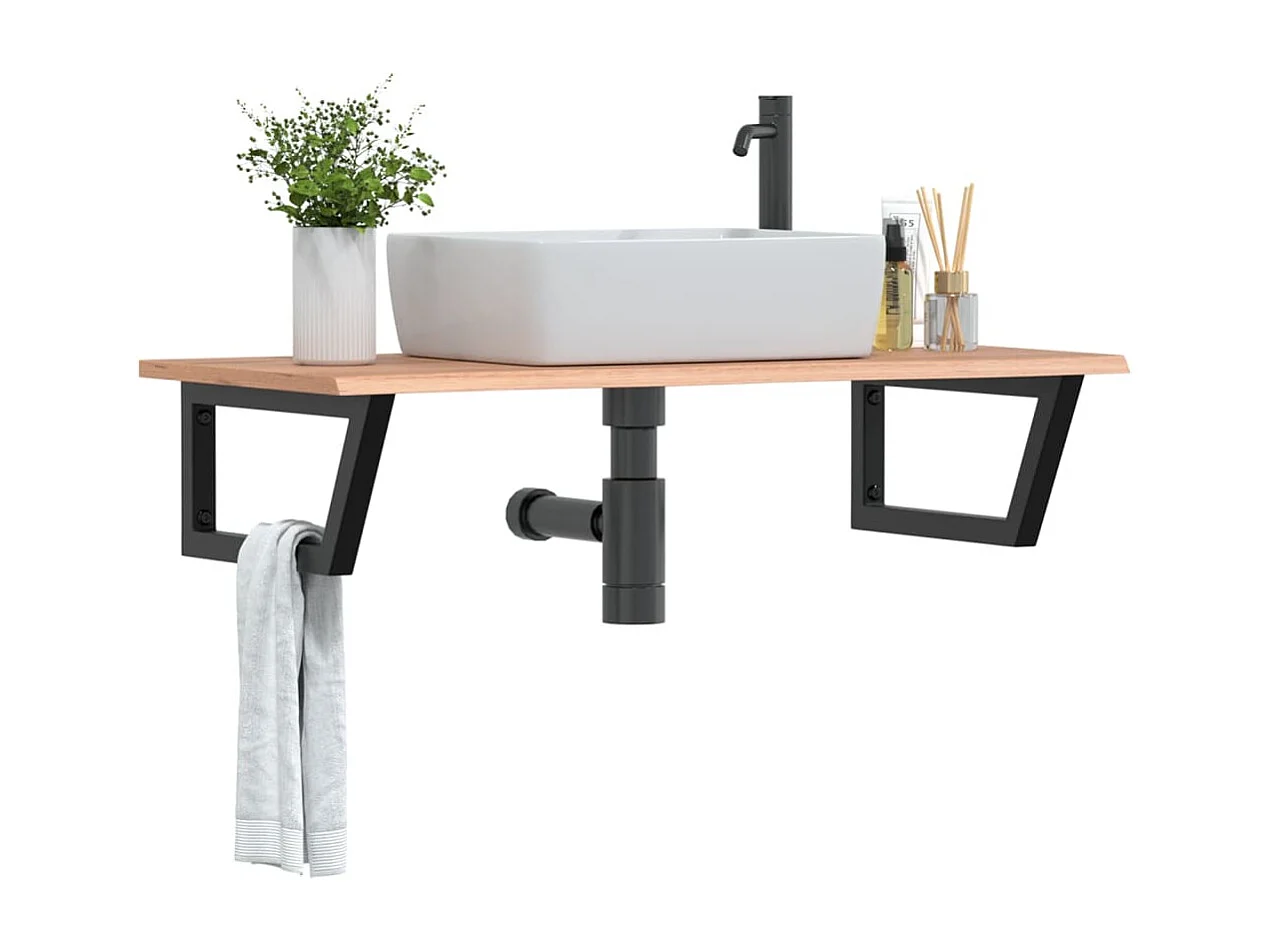 Badkamer wandschap staal en massief eikenhout