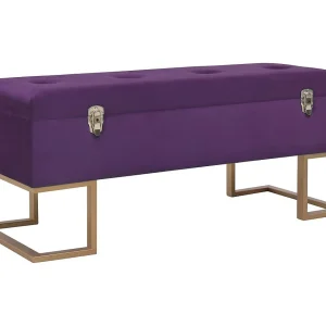 Bankje met opbergvak 105 cm fluweel paars Bankje met opbergvak 105 cm fluweel paars
