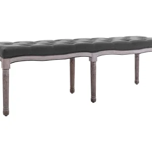 Bankje 150x40x48 cm linnen massief hout donkergrijs Bankje 150x40x48 cm linnen massief hout donkergrijs
