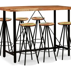 7-delige Barset massief acaciahout en gerecycled hout 7-delige Barset massief acaciahout en gerecycled hout
