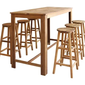 7-delige Bartafel en -krukkenset massief acaciahout 7-delige Bartafel en -krukkenset massief acaciahout