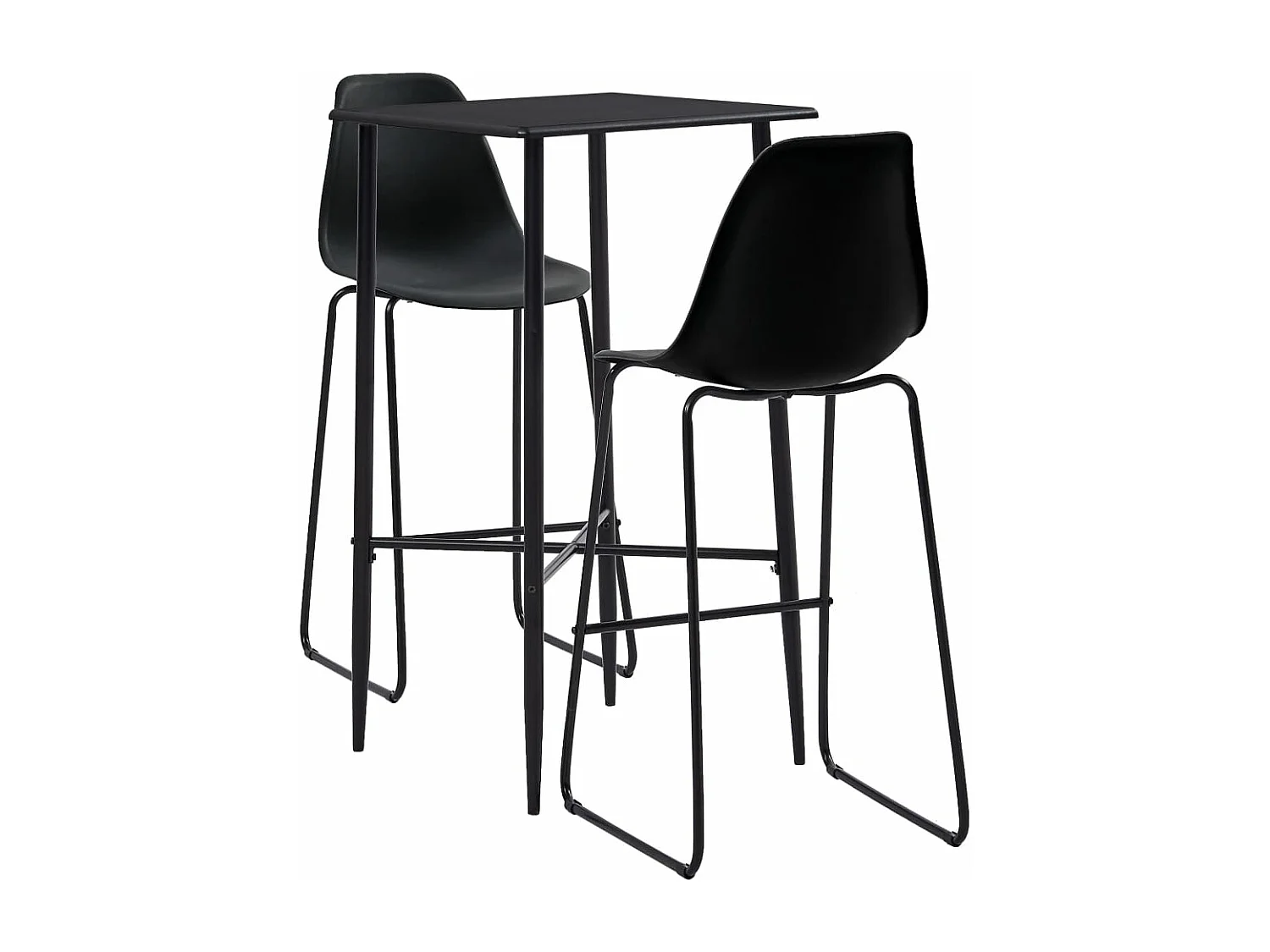 3-delige Barset kunststof zwart