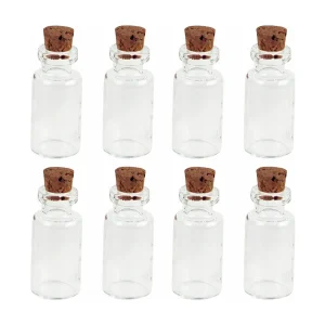 8 miniflesjes met kurken stop 2,4 cm