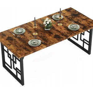 160 x 80 cm Industriële eettafel, keukentafel voor 6-8 personen, rechthoekige eettafel voor eetkamer, keuken, woonkamer, rustiek bruin