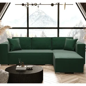 AX LIVING Hoekslaapbank groen, Vinoria, L-vorm, 255 cm R AX LIVING Hoekslaapbank groen, Vinoria, L-vorm, 255 cm R