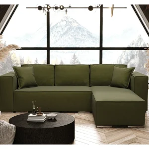 AX LIVING Hoekslaapbank groen, Vinoria, L-vorm, 255 cm R AX LIVING Hoekslaapbank groen, Vinoria, L-vorm, 255 cm R