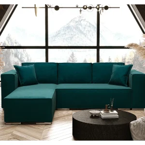 AX LIVING Hoekslaapbank turquoise, Vinoria, L-vorm, 255 cm L AX LIVING Hoekslaapbank turquoise, Vinoria, L-vorm, 255 cm L