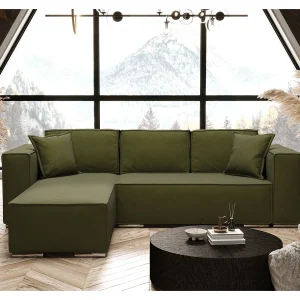 AX LIVING Hoekslaapbank groen, Vinoria, L-vorm, 255 cm L AX LIVING Hoekslaapbank groen, Vinoria, L-vorm, 255 cm L