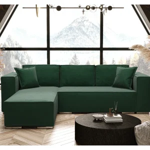 AX LIVING Hoekslaapbank groen, Vinoria, L-vorm, 255 cm L AX LIVING Hoekslaapbank groen, Vinoria, L-vorm, 255 cm L