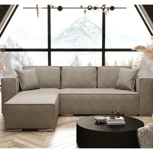 AX LIVING Hoekslaapbank beige, Vinoria, L-vorm, 255 cm L AX LIVING Hoekslaapbank beige, Vinoria, L-vorm, 255 cm L