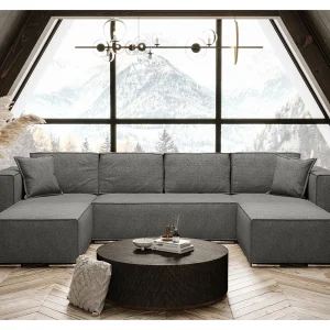 AX LIVING U-vormige hoekslaapbank donkergrijs, Vinoria, 327 cm AX LIVING U-vormige hoekslaapbank donkergrijs, Vinoria, 327 cm