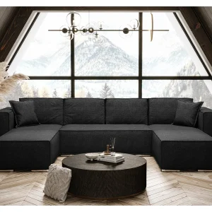 AX LIVING U-vormige hoekslaapbank zwart, Vinoria, 327 cm AX LIVING U-vormige hoekslaapbank zwart, Vinoria, 327 cm